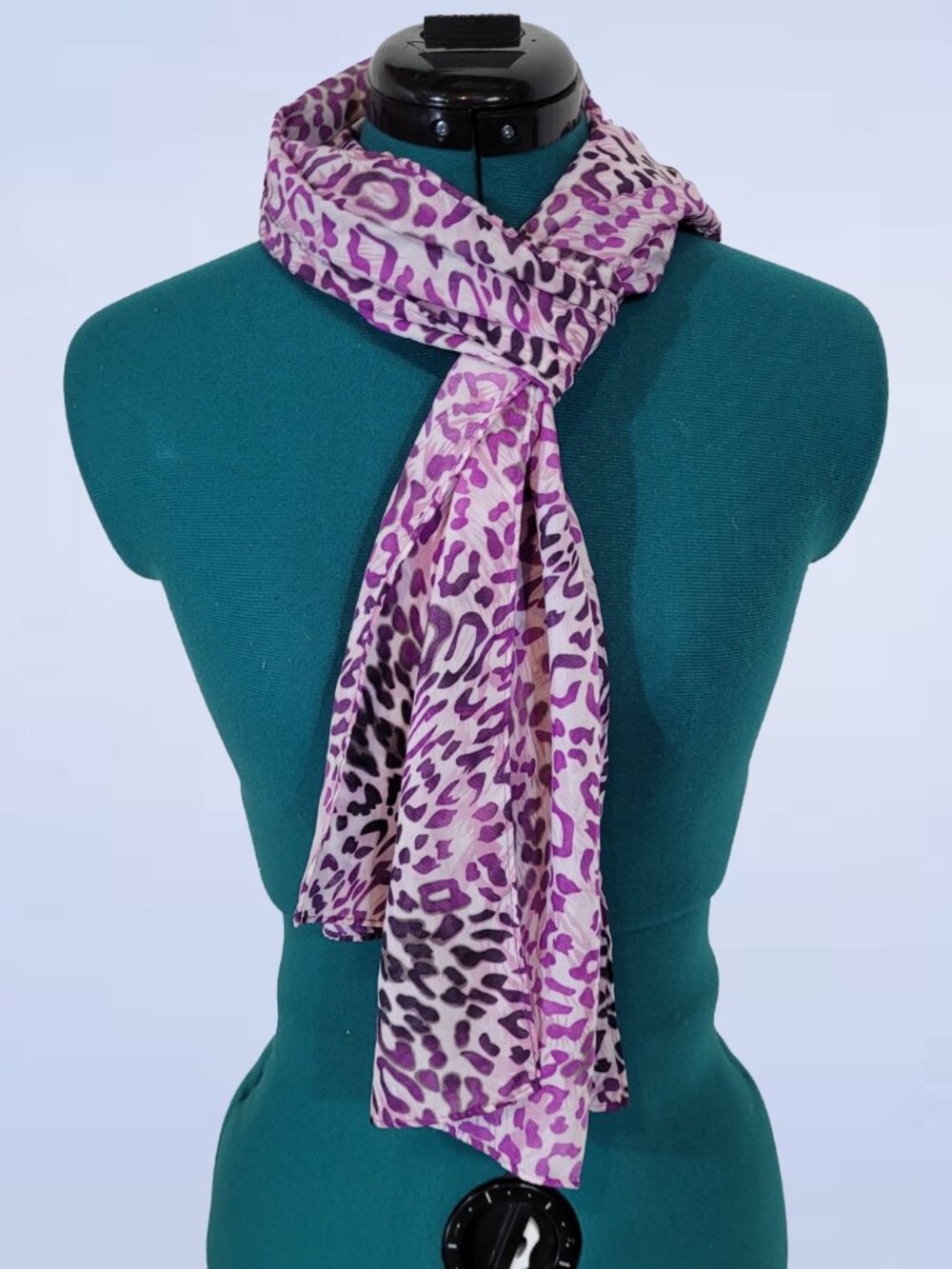 Lightweight Purple & White Leopard Print Animal Pattern Fashion Scarf Wrap